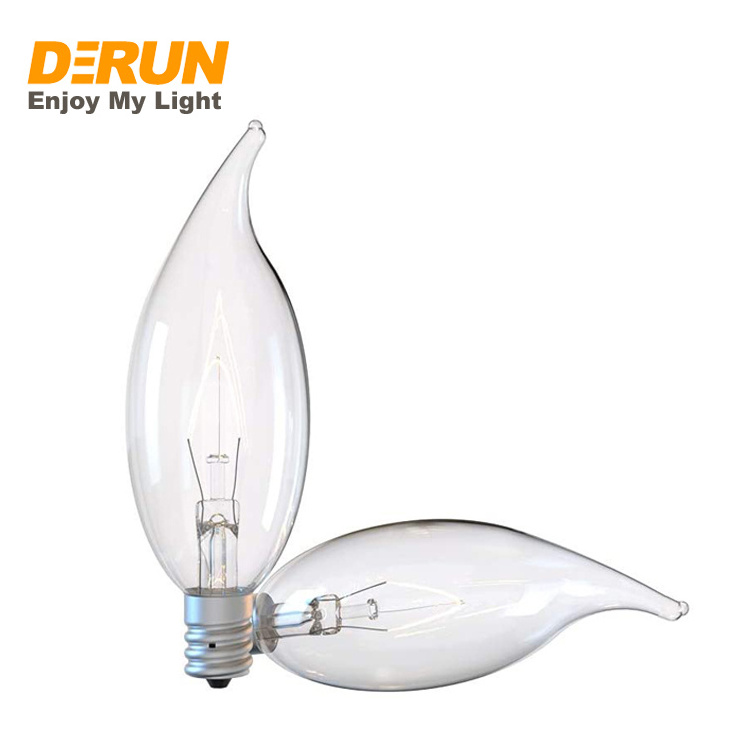 CE RoHS Clear Soft White Glass Shell E12 Candelabra Base Dimmable Decorative C32 Chandelier Incandescent Light Bulbs , INC-C32