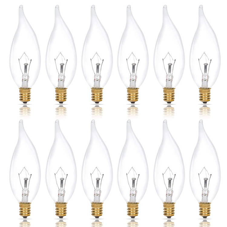 CE RoHS Clear Soft White Glass Shell E12 Candelabra Base Dimmable Decorative C32 Chandelier Incandescent Light Bulbs , INC-C32