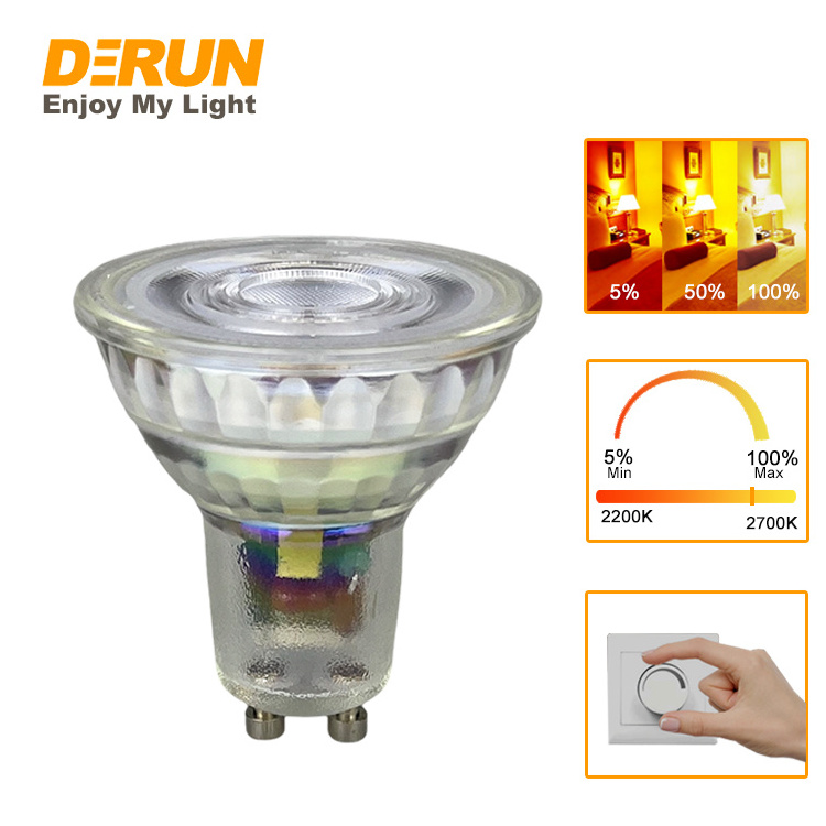 Dimmable 2700K Soft White 5.5W 50 Watt Equivalent Full Glass Cover Reflector 20000 Hours GU10 LED Light Bulbs