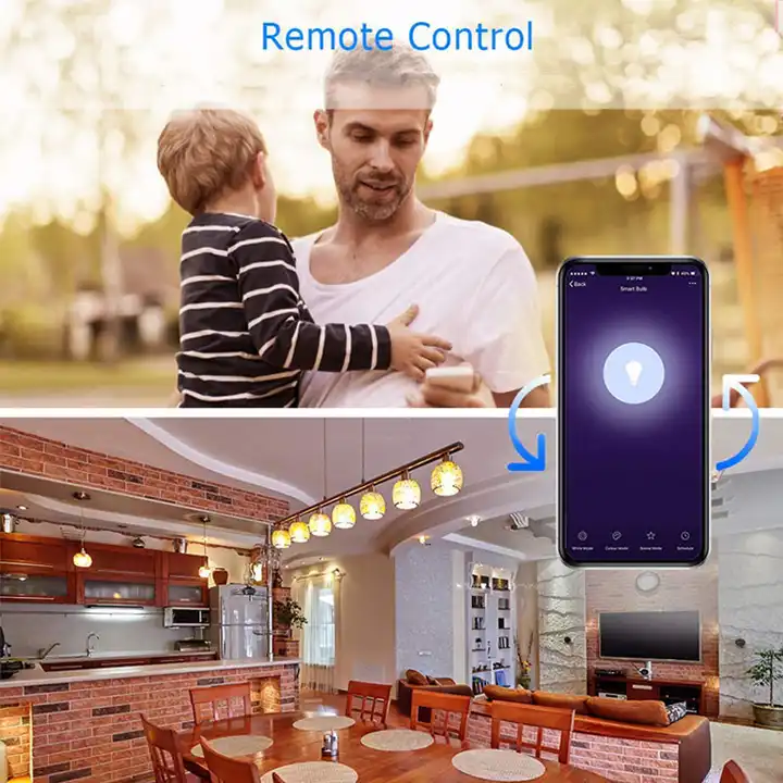 Inteligente Wifi Smart Bulb Tuya App Alexa and Google RGB Dimmable Color Changing A60 B22 E27 RGB Smart Light Bulb , LED-SMART