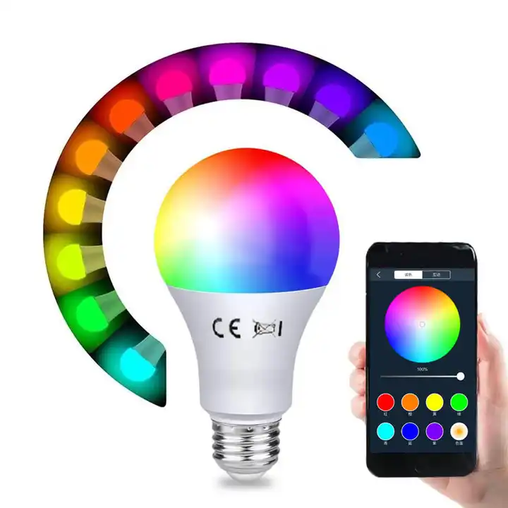 Inteligente Wifi Smart Bulb Tuya App Alexa and Google RGB Dimmable Color Changing A60 B22 E27 RGB Smart Light Bulb , LED-SMART