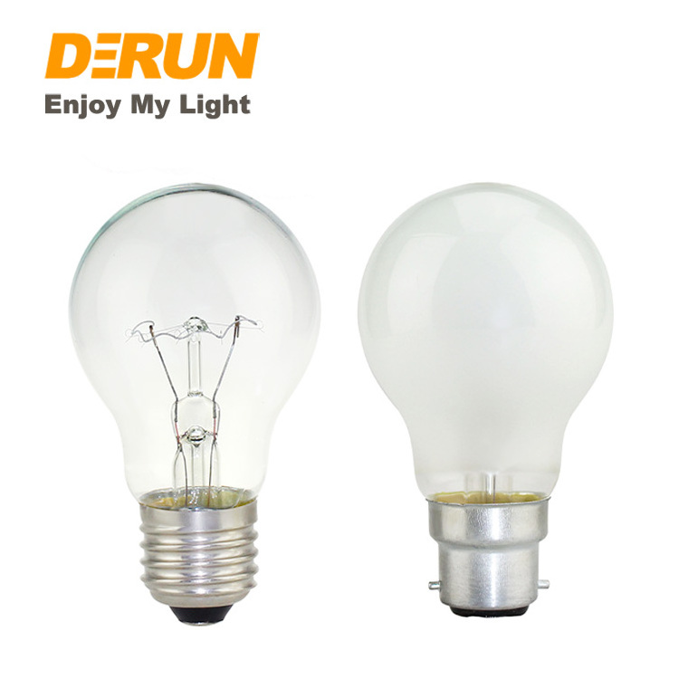 Hot Sales A55 A60 A19 25W 40W 60W 75W 100W 110V 220V B22 E27 3000K Vintage Light Bulb Clear Frosted Incandescent lamp , INC-A55