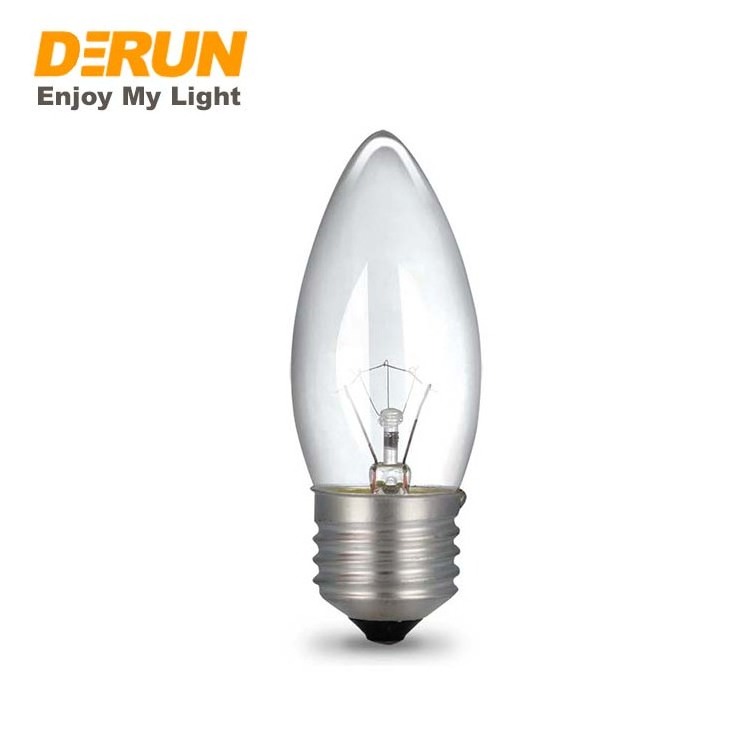 C35 candle bulb clear frosted 25W 40W 60W 110V 130V 220V 240V E14 E27 B22 base modern chandelier light candelabra bulb , INC-C35