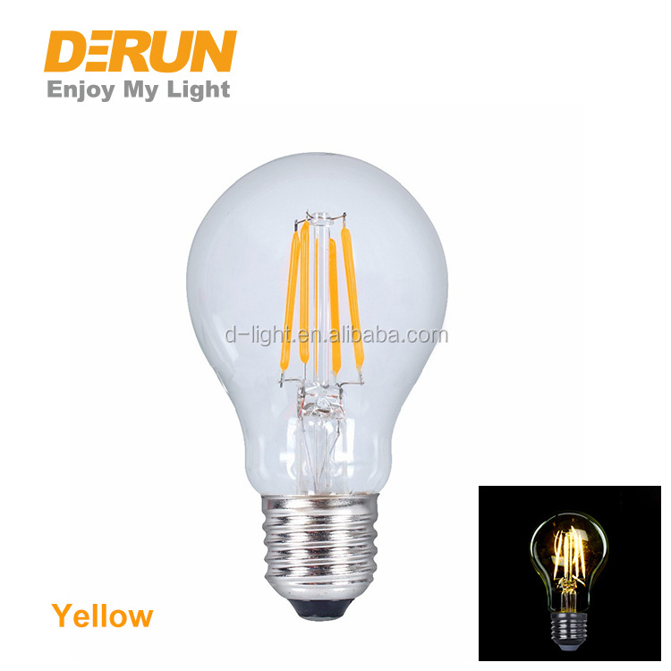 Transparent glass E27 B22 Color Filament LED A60 Light bulb With Red Green Blue Yellow Color , FMT-COLOR