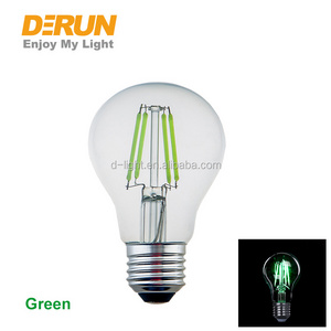 Transparent glass E27 B22 Color Filament LED A60 Light bulb With Red Green Blue Yellow Color , FMT-COLOR