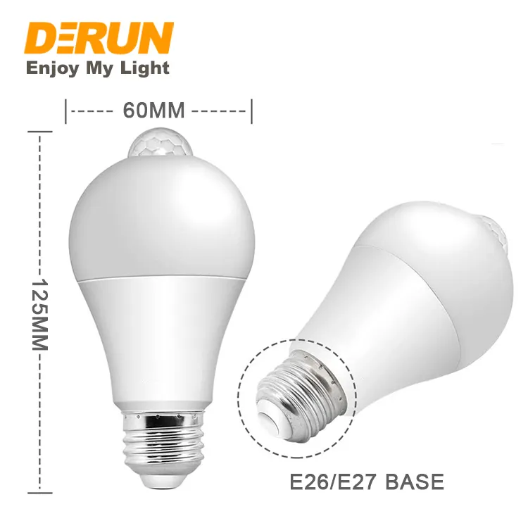 7W 9W 12W E27 E26 B22 Base LED Motion Sensor Light Bulb LED Smart Bulb For Washroom Garage