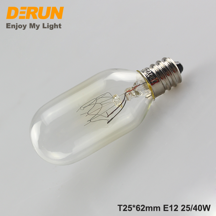 T25 Clear Glass Cooker Hood with 25W & 40W Tubular Bulb 220V-240V E14  Salt lamp , INC-MINI-E14 230V