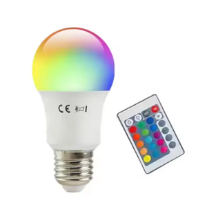 Remote Controlled A19 A60 LED RGB Bulb 3W 5W 10W Multicolor Changing E27 B22 Smart Bulb, LED-REMOTE