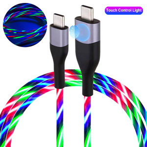 Wholesales Factory 3A Fast Charging TPE Cord Touch Control Light C to C Charger LED USB Cables Type C