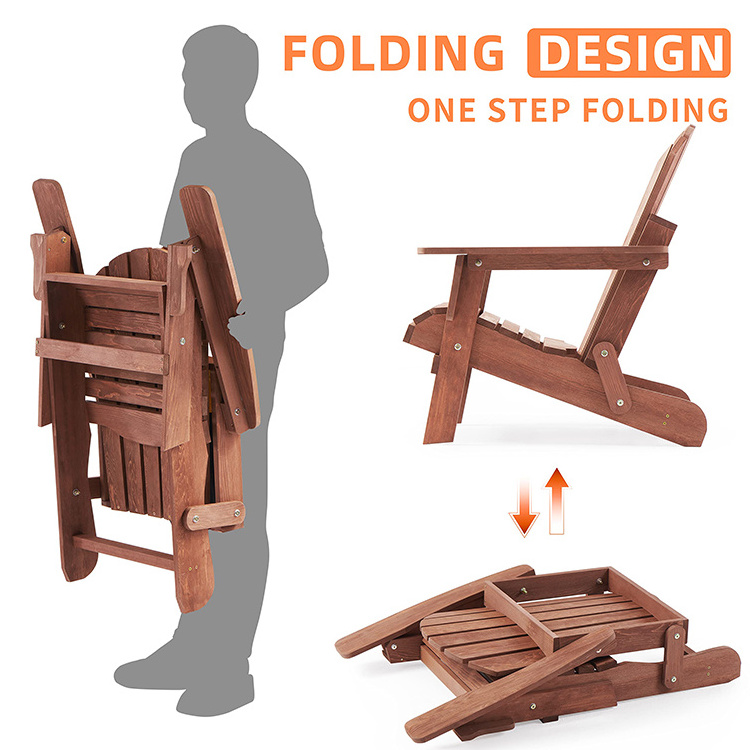 New Products  Outdoor Wood Foldable Lounger Chair Oversize Composite Chair Folding Adirondack Chair