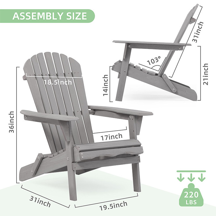 Garden Backyard Pool Deck Firepit Patio Lounge Chair Half-Assembled  Outdoor Wooden Folding Cedar Adirondack Chair