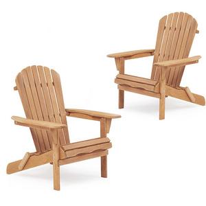 Set of 2 Garden Chair Patio Lounger Armchair Half-assembled Solid Wood Folding Adirondack Chair