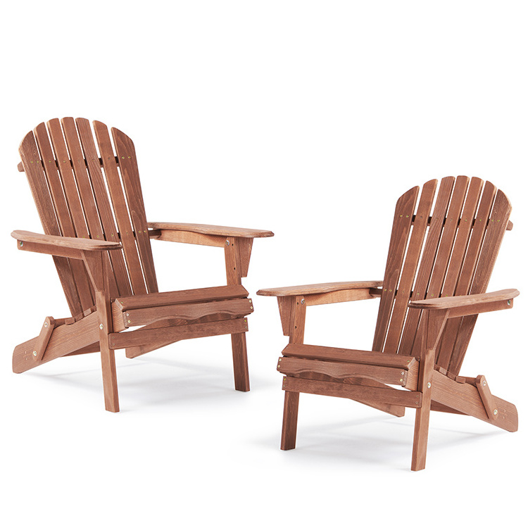 Half Pre-Assembled Outdoor Wood Patio Chair for Garden Set of 2 Folding Adirondack Chair