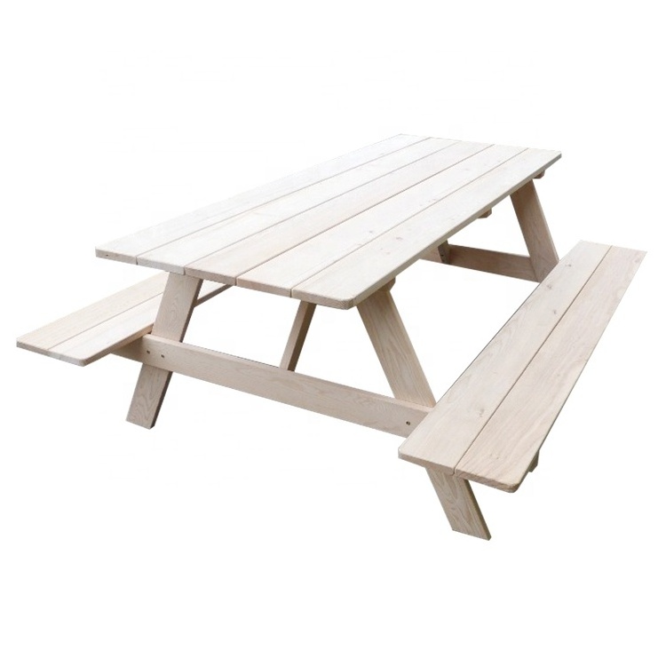 Custom Natural Solid  Wooden Kids Folding Picnic Bench Outdoor Patio Dining Table