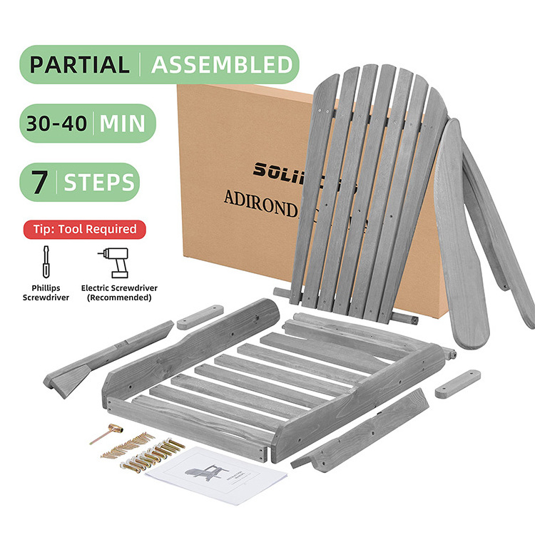 Garden Backyard Pool Deck Firepit Patio Lounge Chair Half-Assembled  Outdoor Wooden Folding Cedar Adirondack Chair