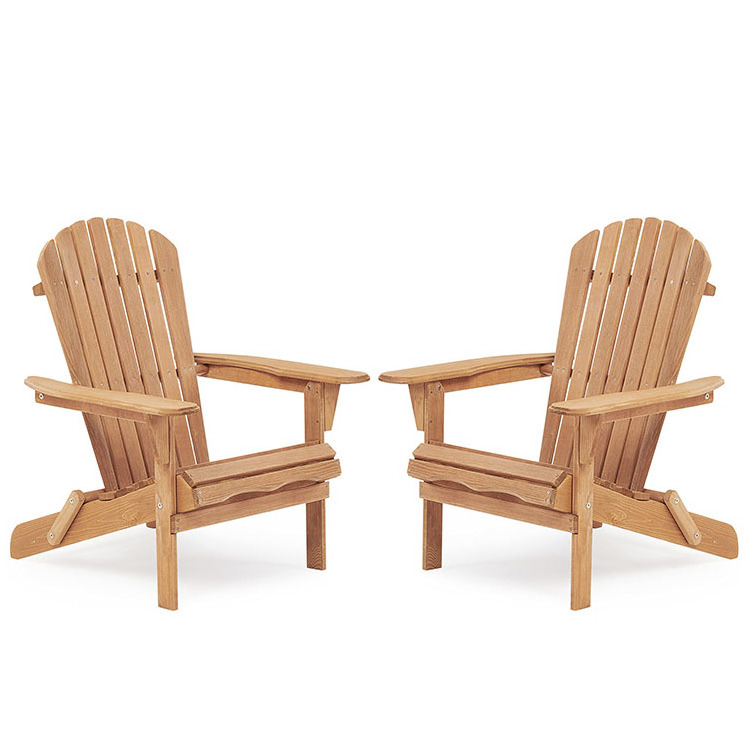 Wood Folding Set of 2 Airondack Chair Patio Garden Foldable Colorful Waterproof Outdoor Furniture Solid Wood Modern 9.82