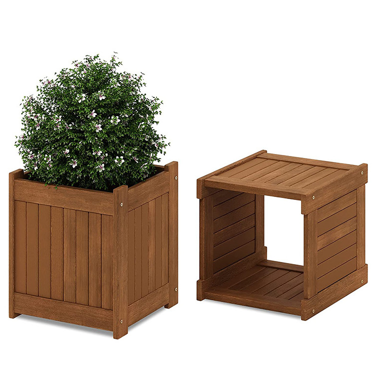 Flower Raised Garden Bed Planter Box Wooden Garden Planter  Bench for Patio Park