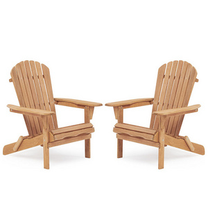 Hot Selling Drop Shipping Patio Lounger Armchair Wooden Folding Adirondack Chair Half-assembled Set of 2 Garden Chair Solid Wood