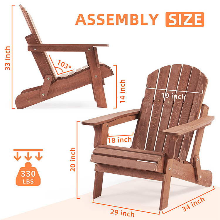 New Products  Outdoor Wood Foldable Lounger Chair Oversize Composite Chair Folding Adirondack Chair