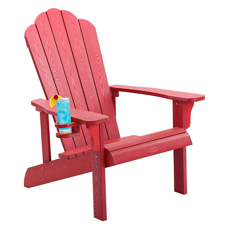 New Products Modern Outdoor Folding Wood Adirondack Chair Weather Resistant with Cup Holder