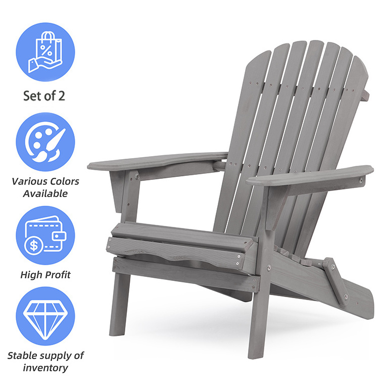 Drop Shipping Outdoor Patio Lounger Armchair  Half-Assembled Set of 2 Cedar Wood Adirondack Folding Chair