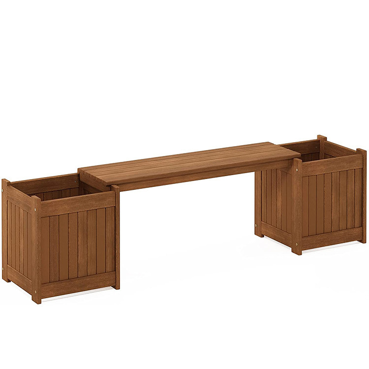 Flower Raised Garden Bed Planter Box Wooden Garden Planter  Bench for Patio Park