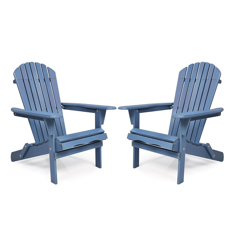 Set of 2 Solid Cedar Adirondack Folding Chairs Half-Assembled Patio Lounger Armchair Outdoor Garden Furniture