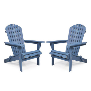 Set of 2 Solid Cedar Adirondack Folding Chairs Half-Assembled Patio Lounger Armchair Outdoor Garden Furniture