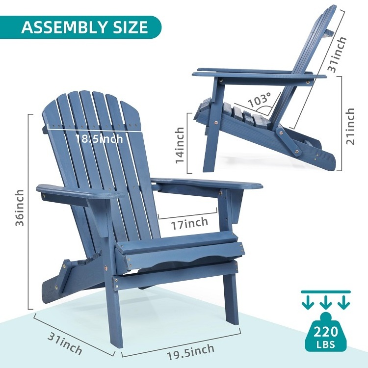 Set of 2 Solid Cedar Adirondack Folding Chairs Half-Assembled Patio Lounger Armchair Outdoor Garden Furniture