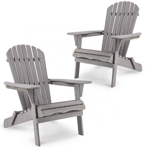 Set of 2 Garden Chair Outdoor Lounger Armchair Half-assembled Solid Wood Folding Adirondack Chair