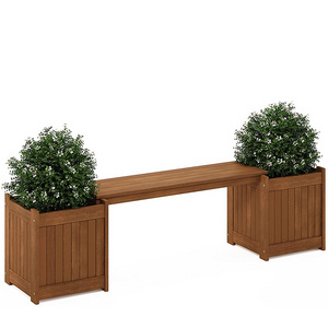 Flower Raised Garden Bed Planter Box Wooden Garden Planter  Bench for Patio Park