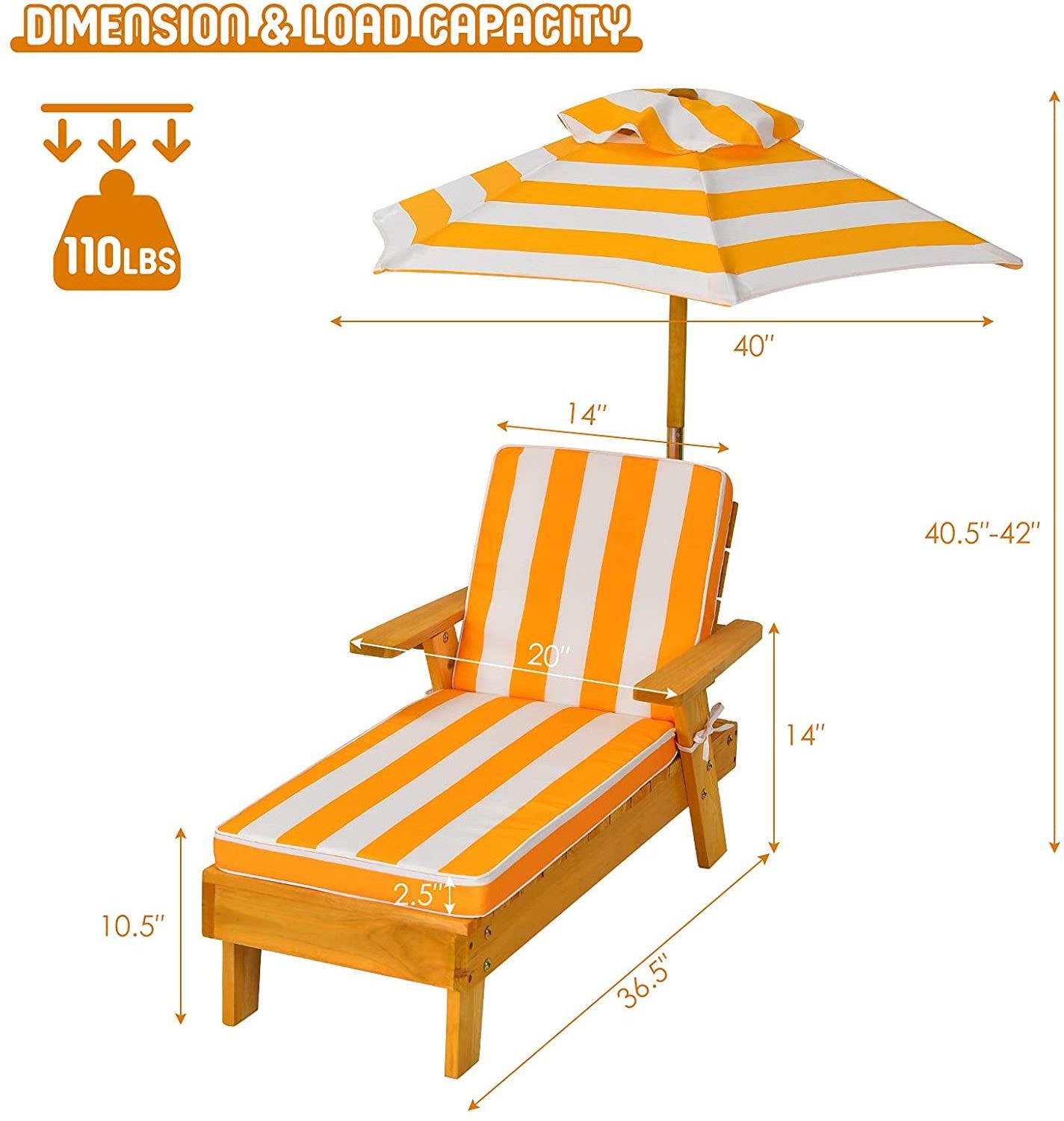 Factory Custom  Wooden Small  Beach chair Kids  Beach Pool Outdoor Lounge Chair with Beach Umbrella