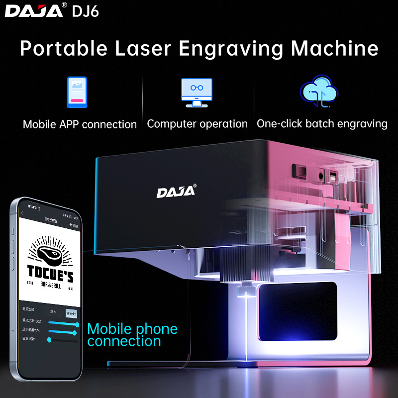 DAJA DJ6 Laser Engraving Machine APP Control 3W DIODE CNC DIY Laser Engraver Small Portable Mini Logo Mark Printer Wood Cutter