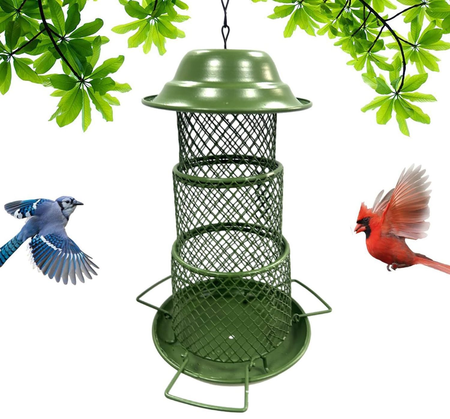 Outdoor bird feeder courtyard garden hanging squirrel-proof metal wrought iron telescopic bird feeder