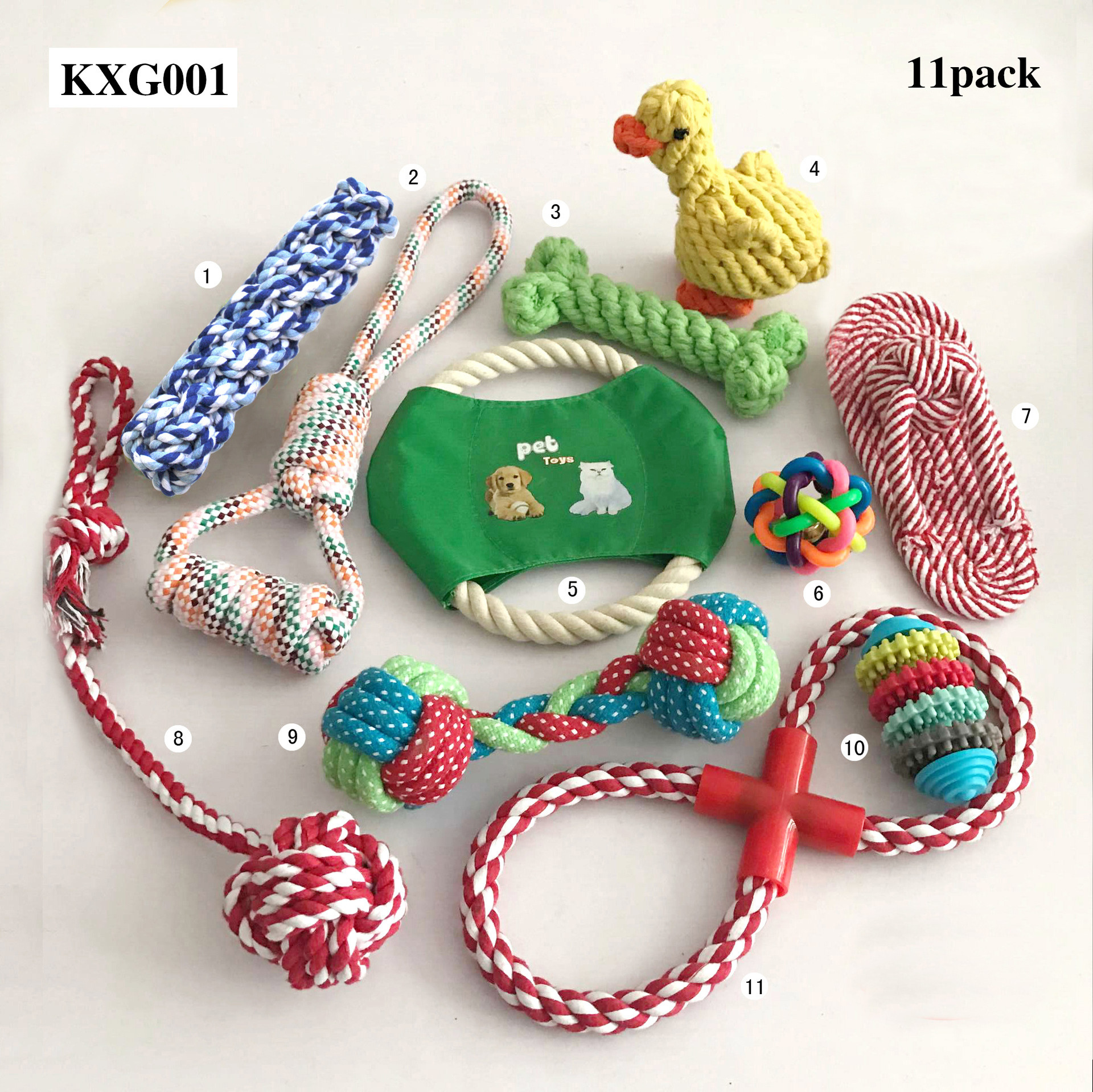 Durable cotton rope dog toys 10 pack gift set Free assortment pet chew dog toy