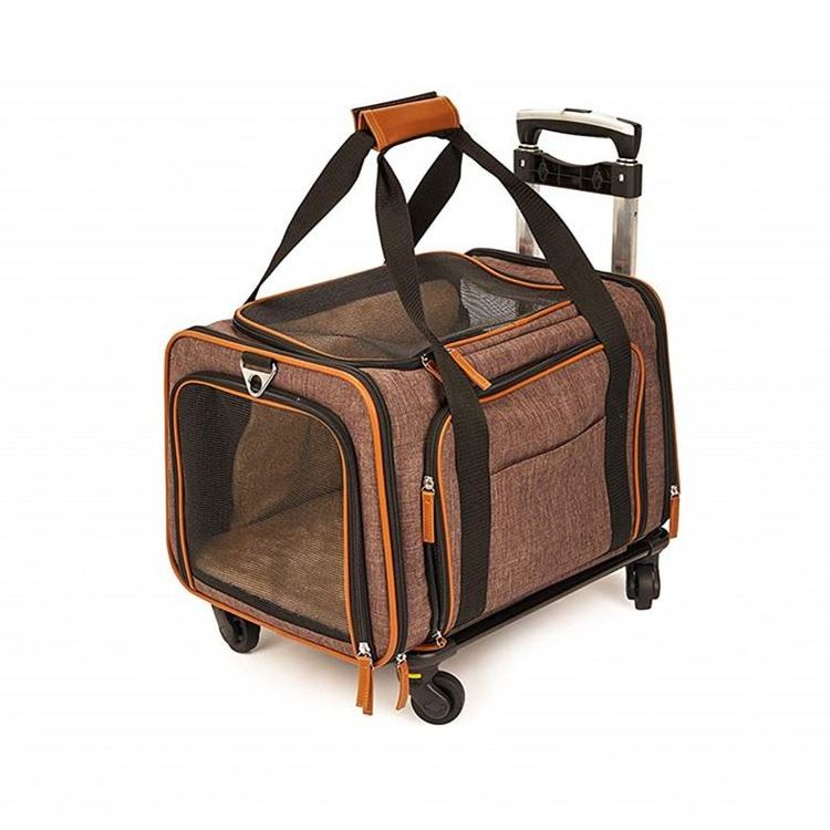 Airline Approved Best Large On Wheels Stroller Trolley Pet Rolling Pet Bag Dog Cat Carrier With Wheels