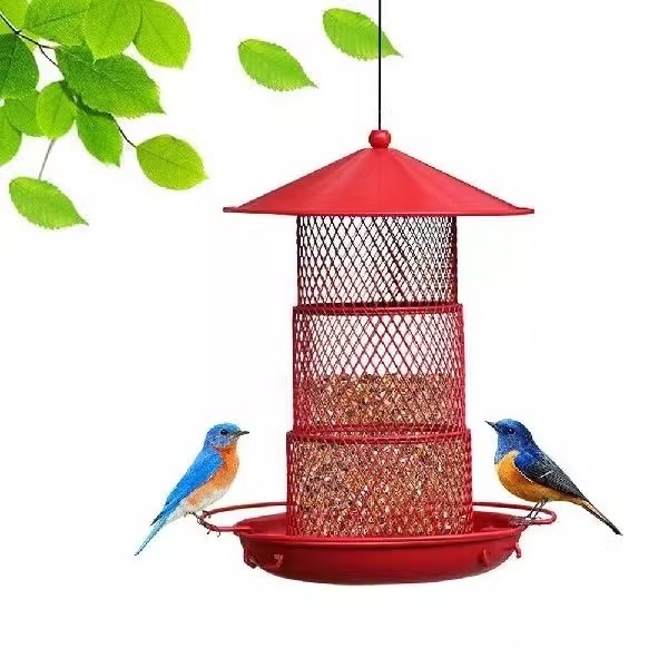 Outdoor bird feeder courtyard garden hanging squirrel-proof metal wrought iron telescopic bird feeder