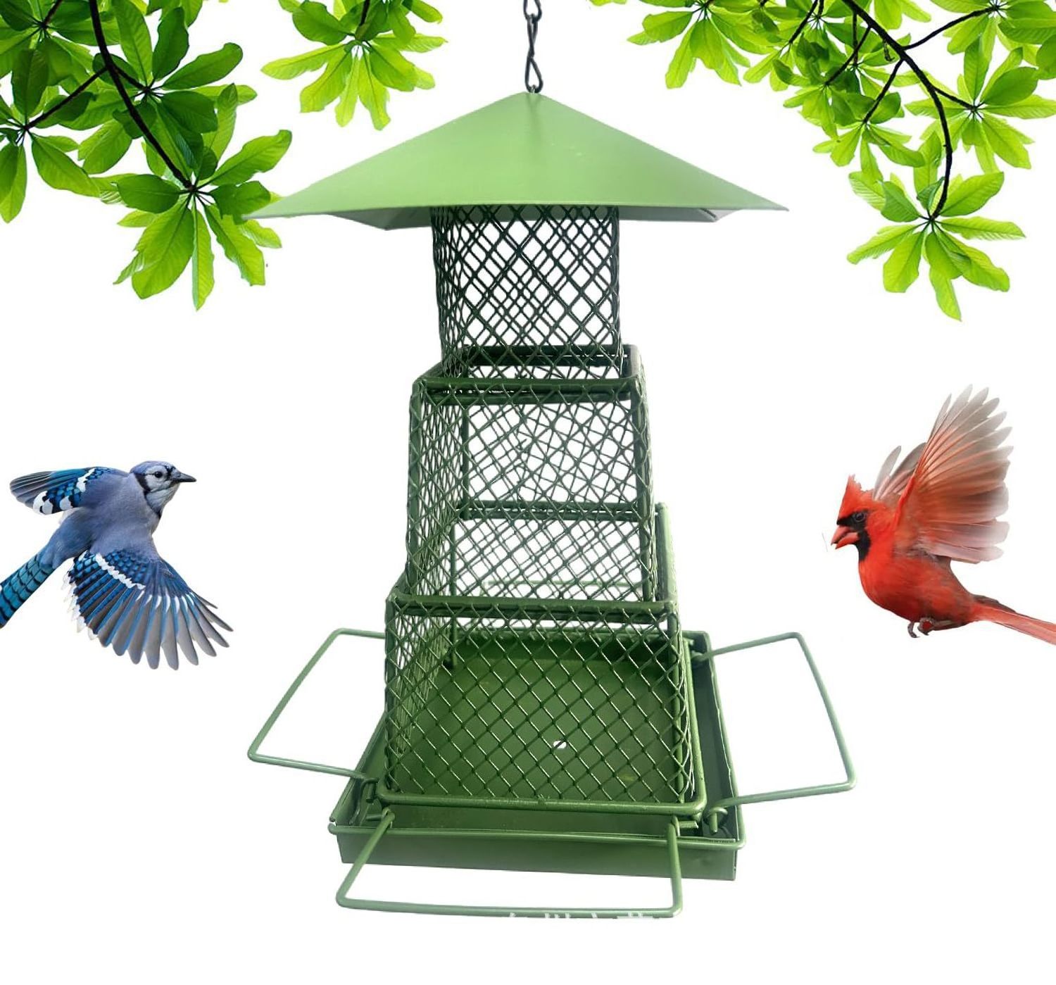 Outdoor bird feeder courtyard garden hanging squirrel-proof metal wrought iron telescopic bird feeder