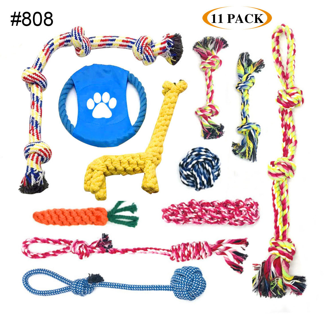 Durable cotton rope dog toys 10 pack gift set Free assortment pet chew dog toy