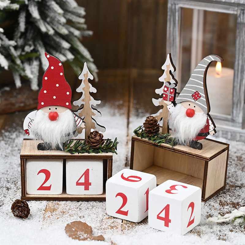 New Style Christmas Gnomes Santa Claus Advent Calendar Christmas Wood Home Decorations