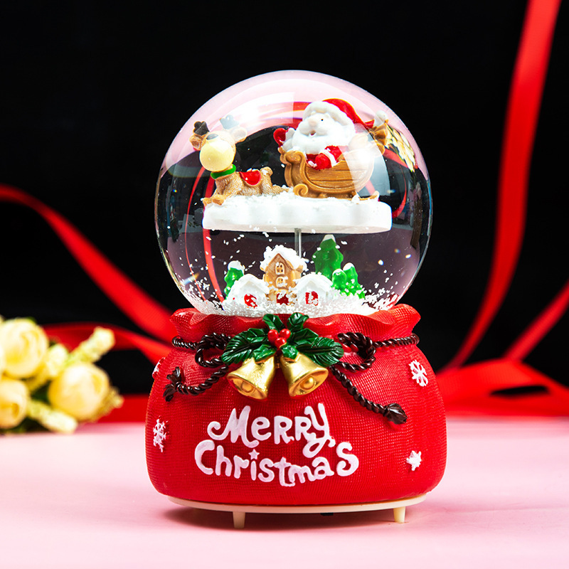 Multiple styles merry christmas snowglobe box resin and glass christmas music box home decoration christmas gift