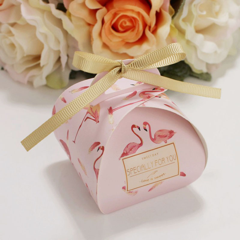 Best selling Flamingo design Dragees Wedding Box Multicolor Cake Boxes Candy Bag Wedding Cake Box Designs