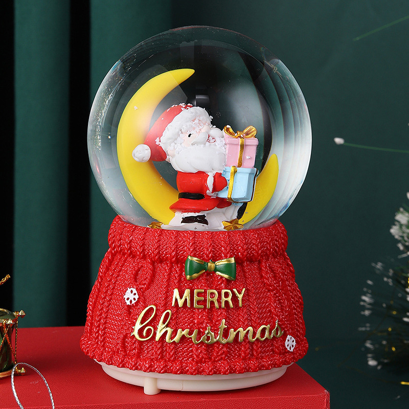 Multiple styles merry christmas snowglobe box resin and glass christmas music box home decoration christmas gift