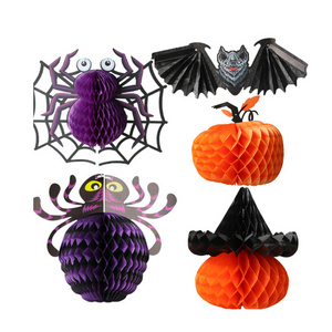 Hot Sale Paper Pumpkin Bat Spider Halloween Decorations Horror Scary Halloween Wall Decorations