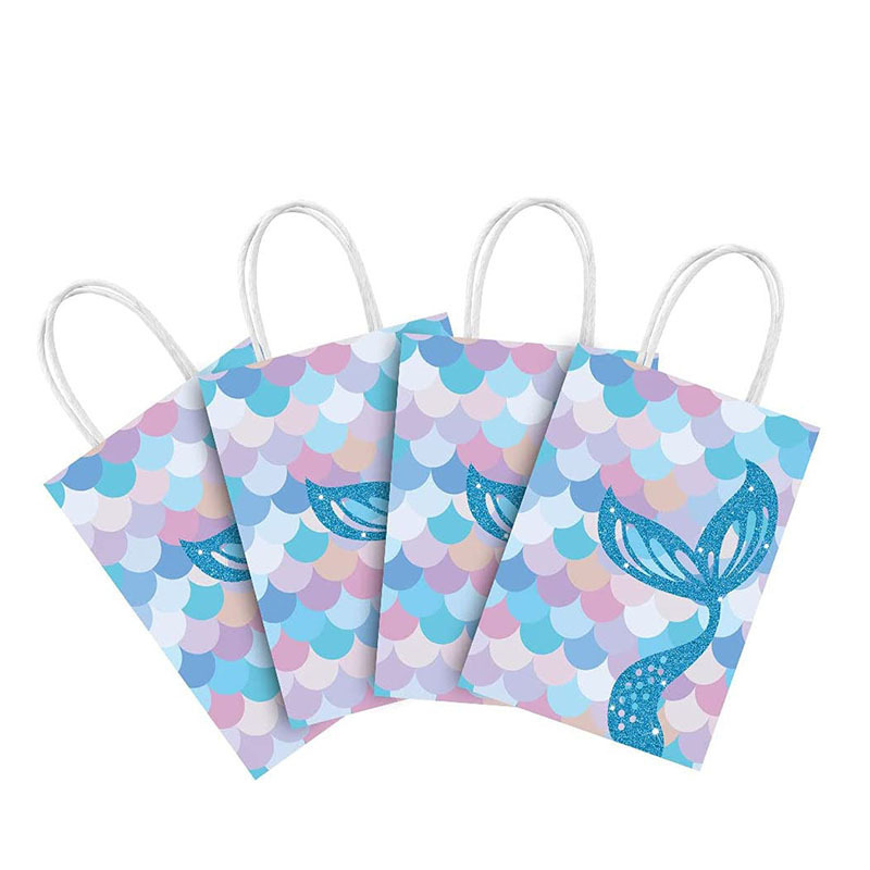 Mermaid Party Door Gift Paper Bag for Kids Baby Shower Favors Craft Paper Bag With Handle