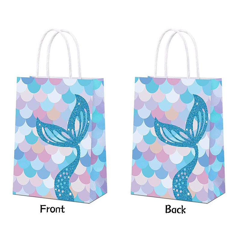 Mermaid Party Door Gift Paper Bag for Kids Baby Shower Favors Craft Paper Bag With Handle