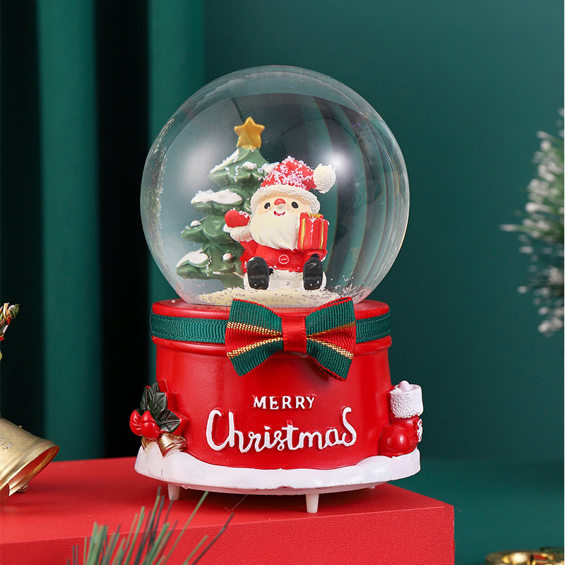 Multiple styles merry christmas snowglobe box resin and glass christmas music box home decoration christmas gift