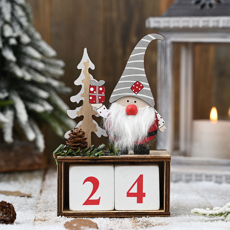 New Style Christmas Gnomes Santa Claus Advent Calendar Christmas Wood Home Decorations