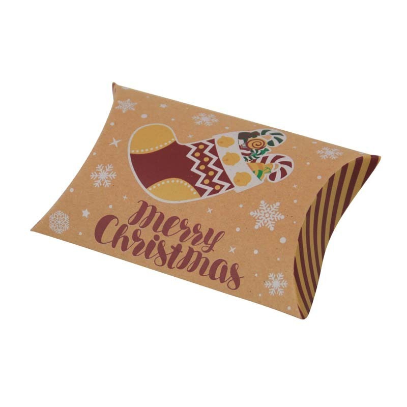 Pillow Shaped Merry Christmas Candy Paper Box Christmas Decorations Party Supplies