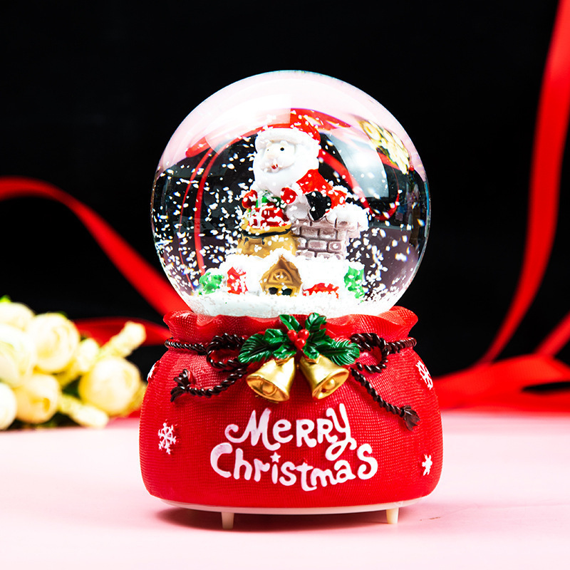 Multiple styles merry christmas snowglobe box resin and glass christmas music box home decoration christmas gift